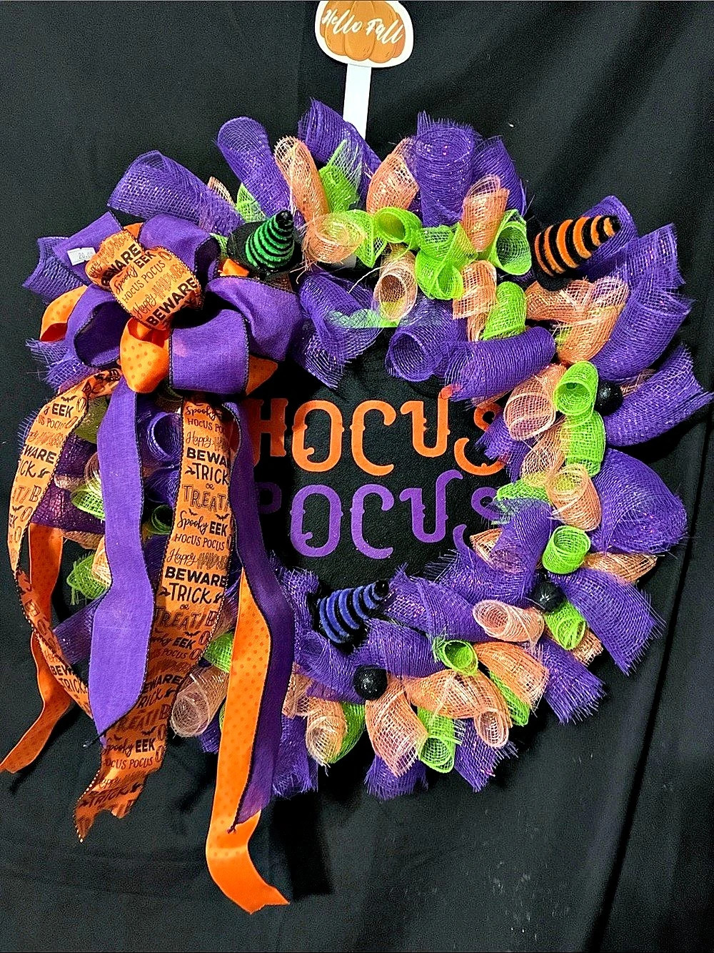 Halloween Wreath Purple & Orange Like New